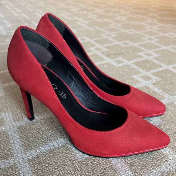 New Aldo Red Suede Pointed Toe Stiletto Pumps Heels Date Night Shoes Party 8 - Picture 13 of 13